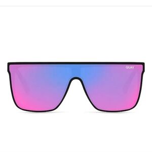 QUAY Unisex Nightfall‎ matte black pink lenses 52mm Shield Sunglasses new